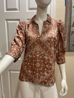 Zoe Kratzmann Clarity Top in Cafe Bandana Size 1 (Australian) Size Small 2-4 (US